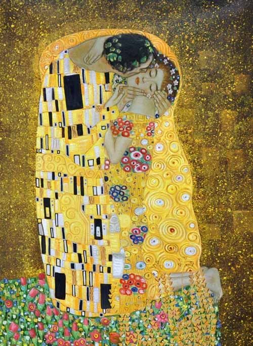 Reproduction du baiser d'après Klimt
